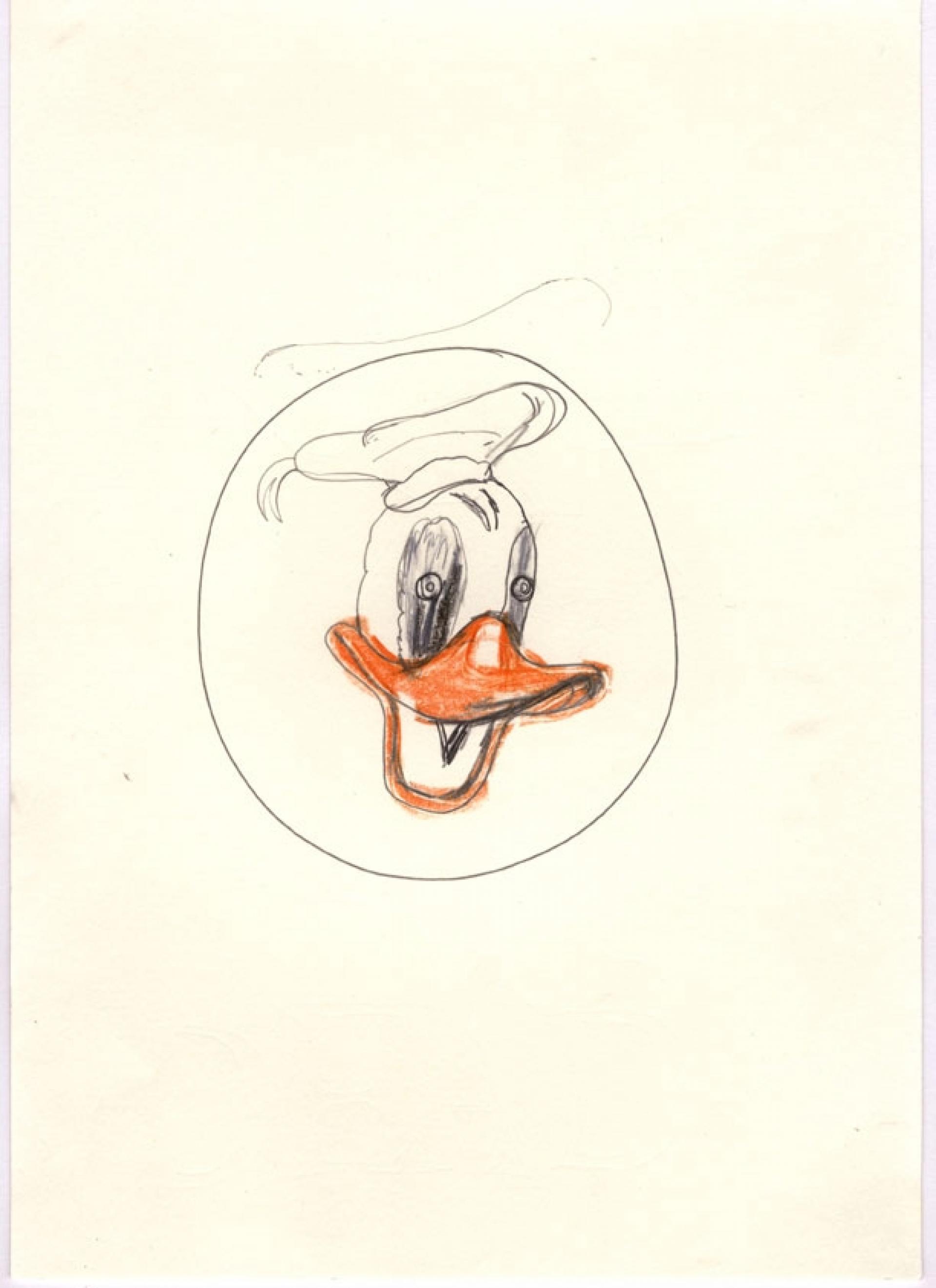 Zeichnung des Kopfes von Donald Duck. 